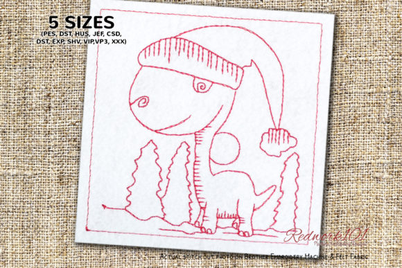 A Christmas Dinosaur Redwork Review for Real Projects