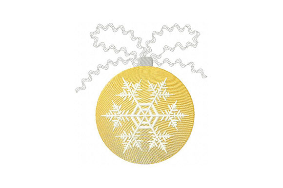 A Golden-Silver Snowflake Christmas Ball Embroidery Design