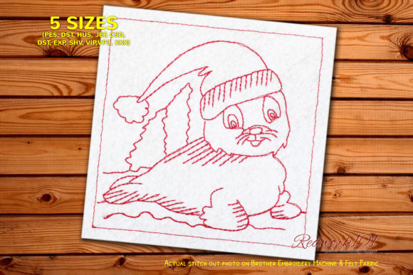 A Professional Review: Baby Seal with Christmas Hat Redwork