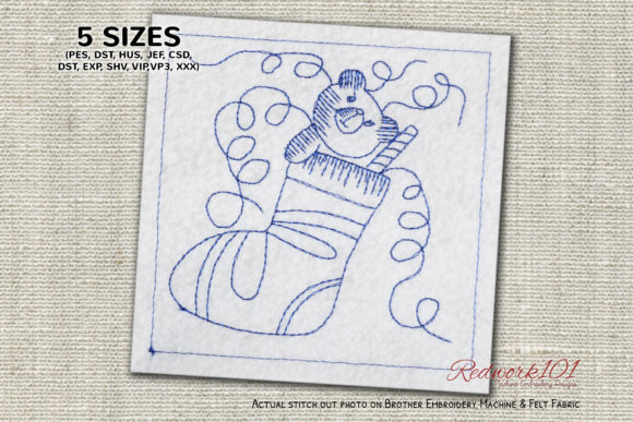 Christmas Stocking and Bear Redwork: A Professional Design Review