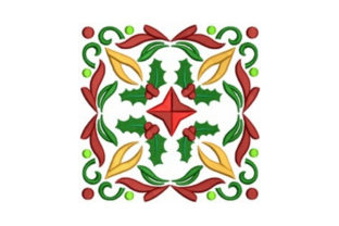 Holly Quilt Block: A Festive Embroidery Design
