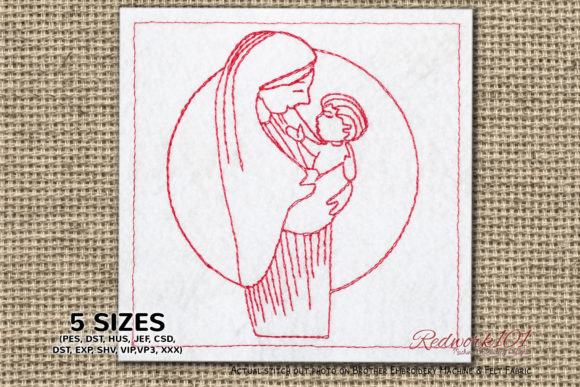 Merry Christmas Mothers Redwork for Holiday Embroidery