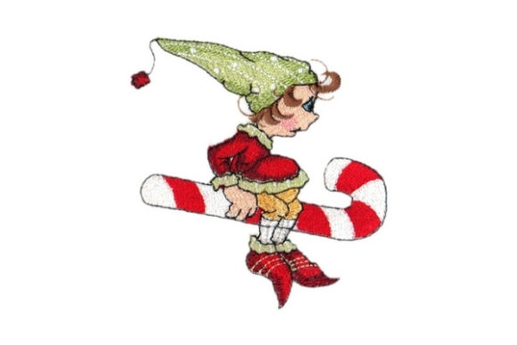 Sassy Candy Cane Elf: A Festive Embroidery Design