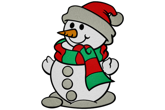 Snowman Embroidery Design for Professional Christmas Projects