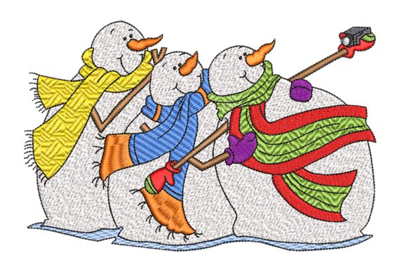 Snowmen Selfie: A Charming Embroidery Design for Winter